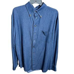 Daniel Cremieux Collection button long sleeve blue denim shirt Large